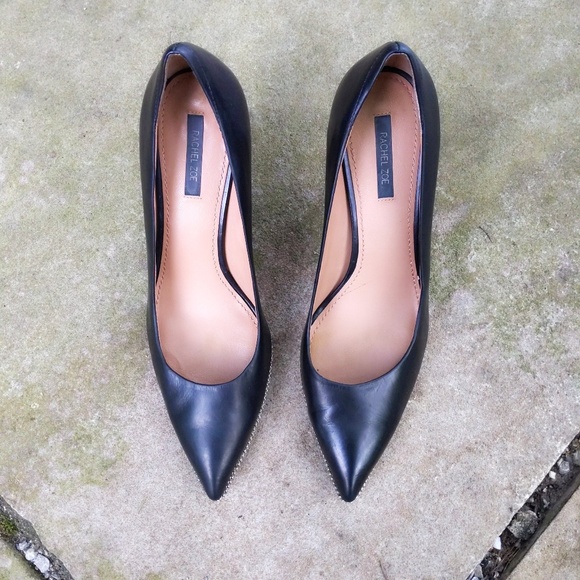 Rachel Zoe Black Leather Mesh Chain Court Pump 9 - Picture 4 of 7